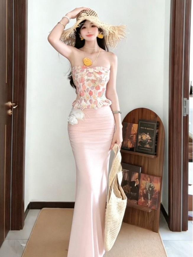 

Sanya Beach Strapless Top & Mesh Skirt Two-Piece Set for Women XL