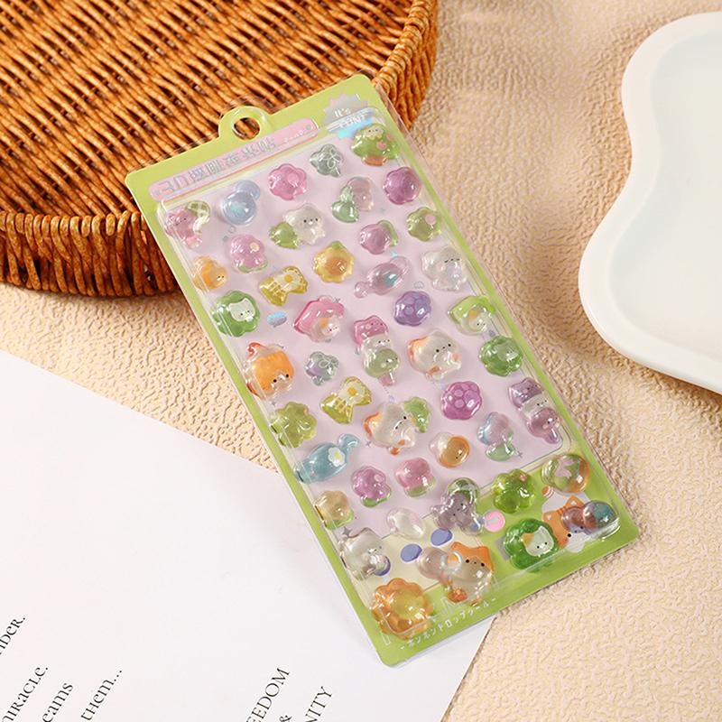 

Kawaii Cartoon 3D Relief Sticker Cute Jelly Patch For Mobile Phone Case Mirror Scrapbook Journal Animal Decor