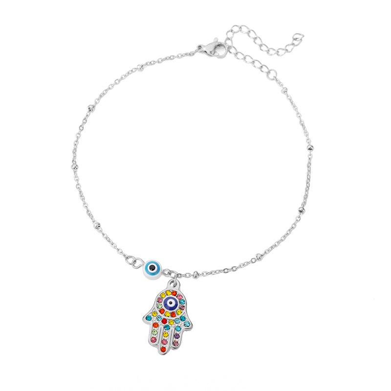 Women’s Colorful Demon Eye & Irregular Pearl Anklet: European & American Style, Personalized Design