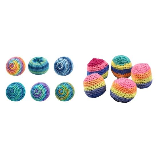 Handwoven Multicolored Juggling Balls Crochet Knitted Yarn Balls Assorted Juggling Bean Bags