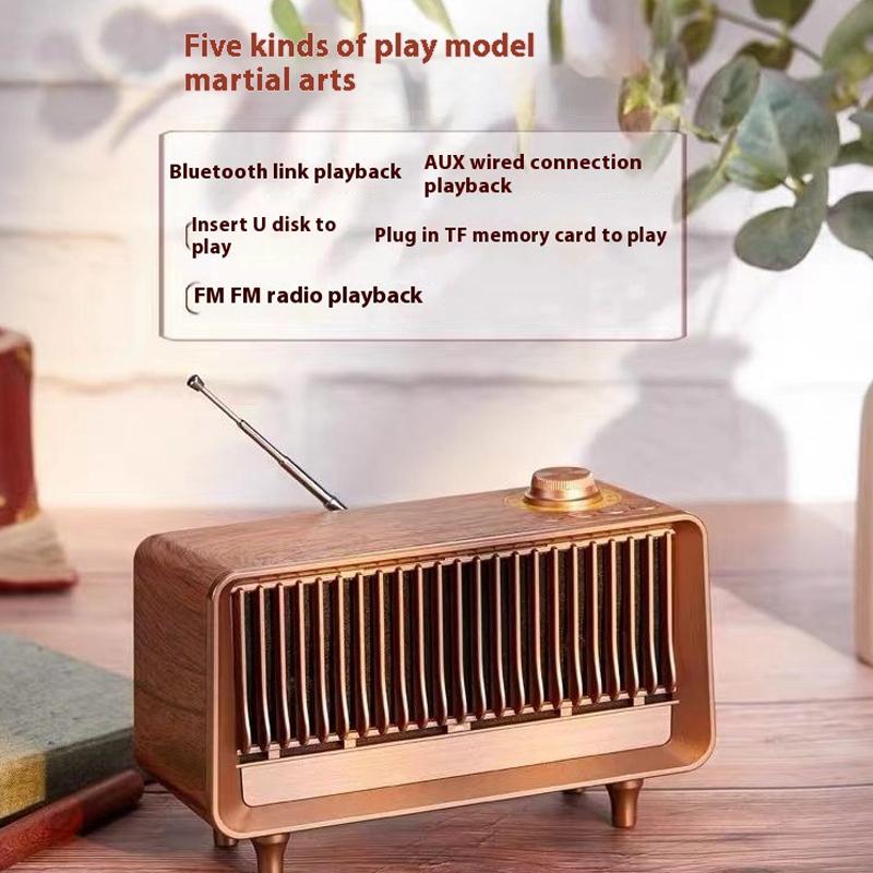 Retro Portable Wireless Bluetooth Speaker High-Quality Powerful Stereo Sound Box Mp3 Player Small Vintage FM Rechargeable