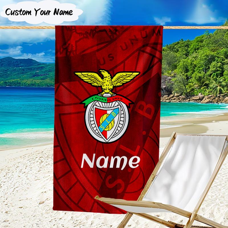 1PC Custom Name Beach Towel Benfica Crest Beach Towel, Suitable for Camping, Travel, Beach Accessories, Super Absorbent, Family Gift