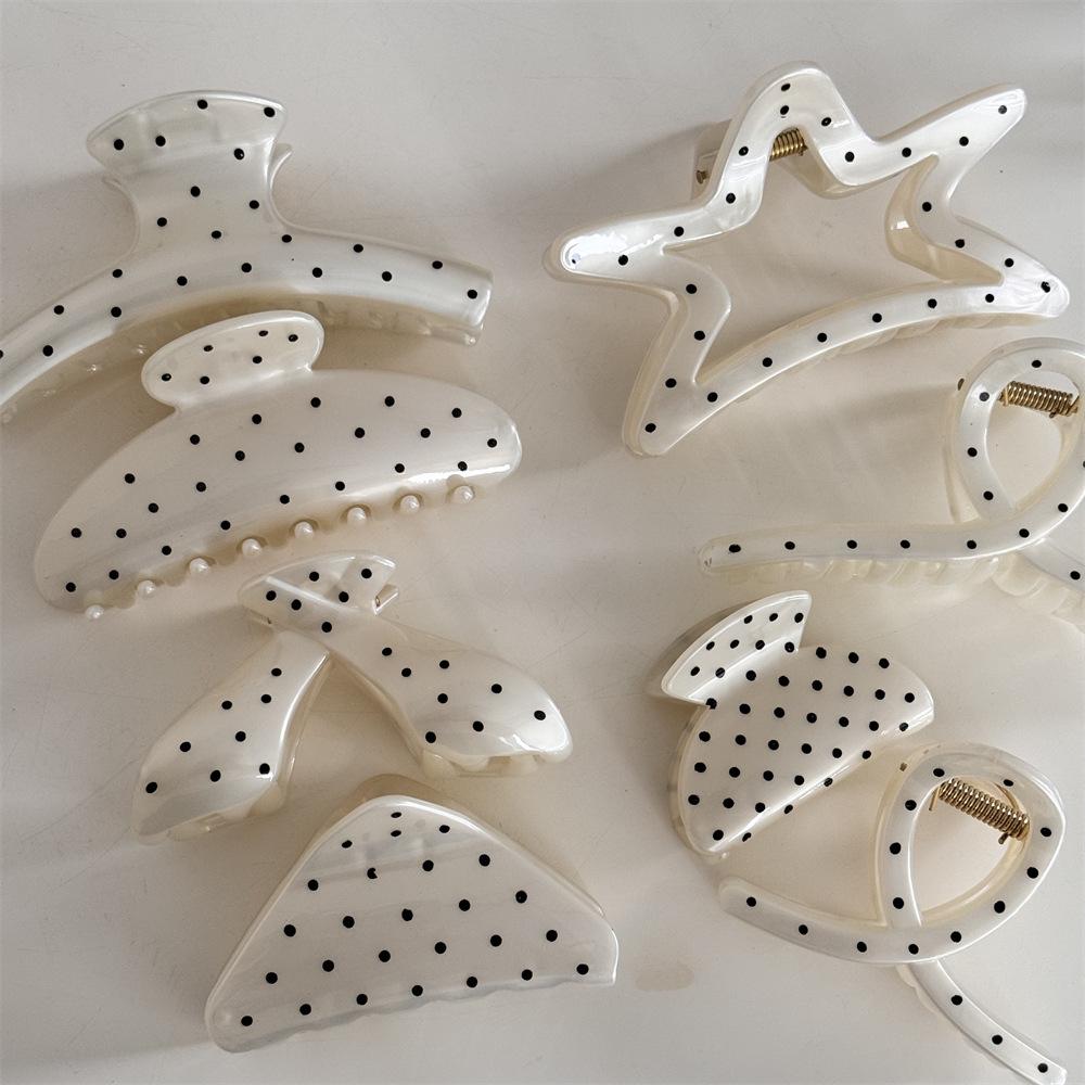 French Large Shark Clip High End Wave Point Gold Clip Niche Sweet At The Back of The Head Simple and Elegant Hair Clip