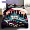 Juego de Edredón con Estampado de GTA Funda de Edredón Funda de Almohada Decoración del Hogar Regalo de Cumpleaños (1 * funda nórdica + 2 * fundas de almohada, sin núcleo)