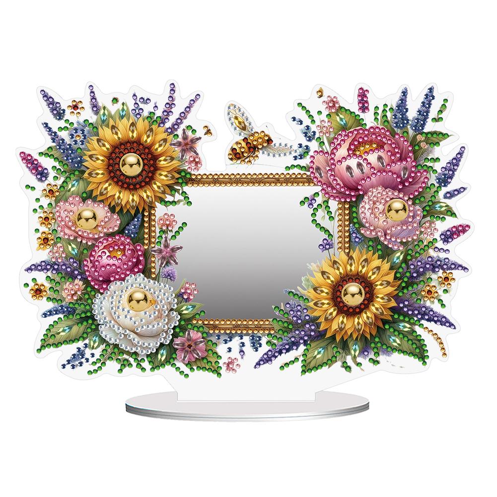 Acrylic Flower Animal Diamond Mirror Art Craft Crystal Diamond Art Painting Mirror for Table Ornaments