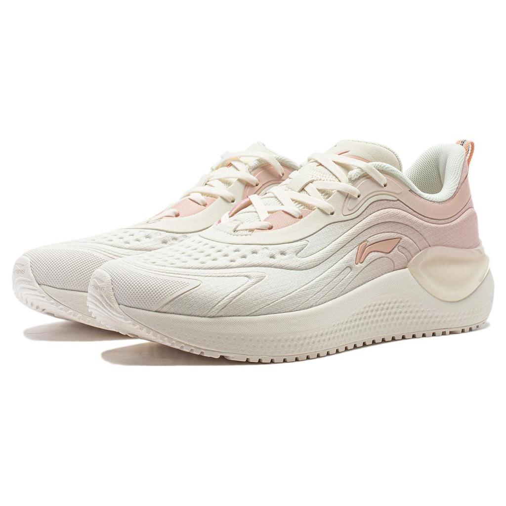 Li Ning EazGo Cushioning, Wear Resistant Low top Running Shoes Women's White Pink ARST042-2
