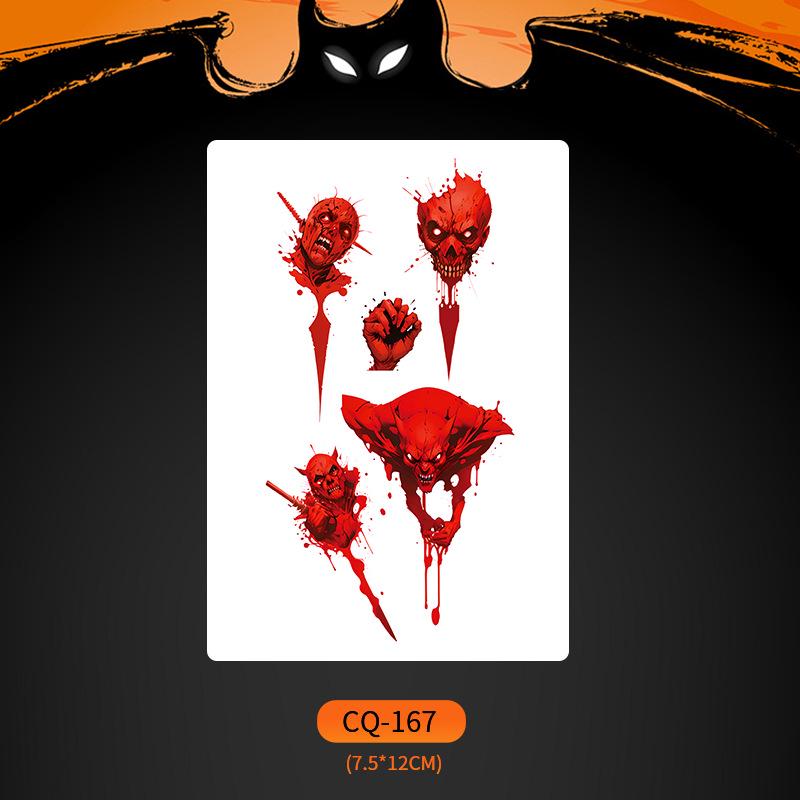 Nuevos Halloween 2024 Pegatinas de Tatuaje de Cara de Boca Grande Aterradoras - Divertido, Impermeable, Maquillaje de Fiesta Colorido