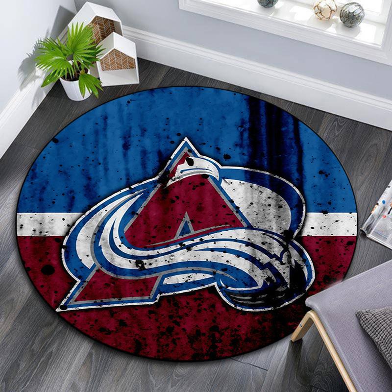 Colorado Avalanche2 Round Area Rug,Carpet Rug for Living Room Bedroom Sofa Playroom Decor,Non-slip Floor Mat