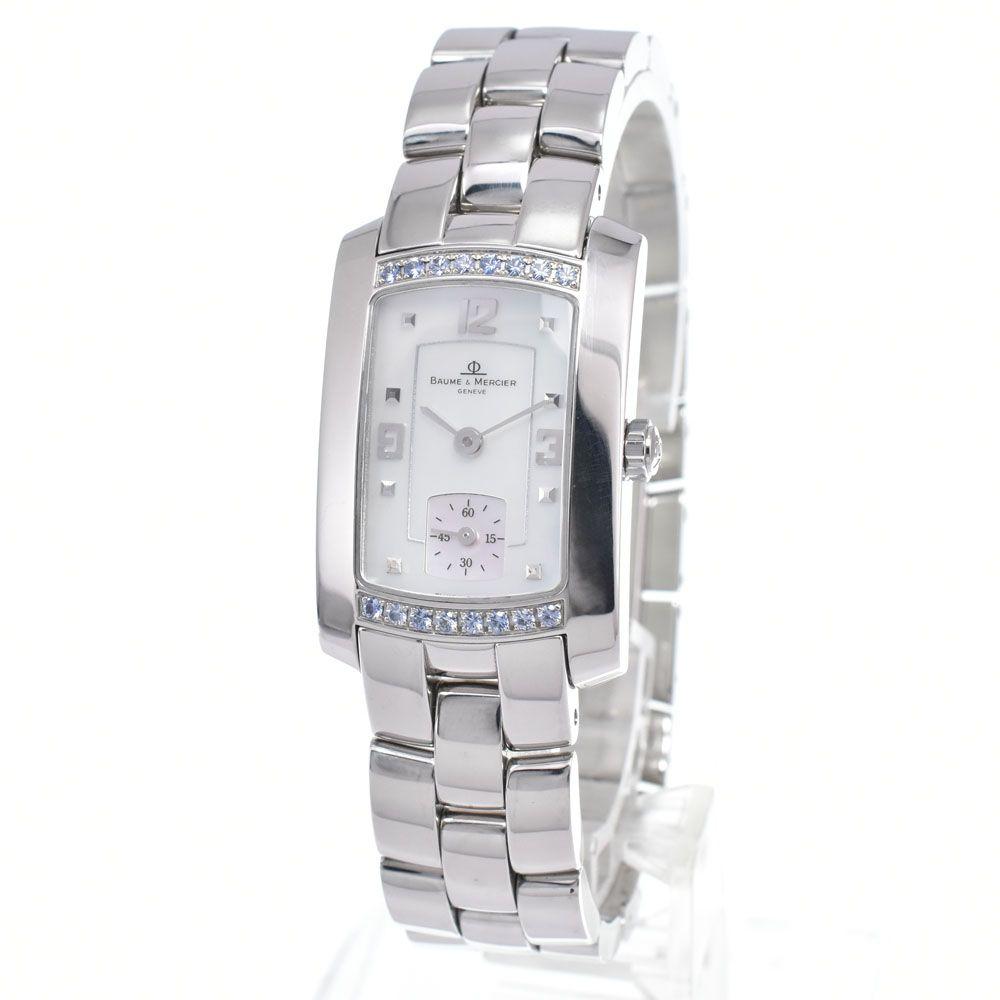 Used Baume & Mercier 65316 Hampton Millais Diamond Bezel White Shell Quartz Ladies Good H#147577