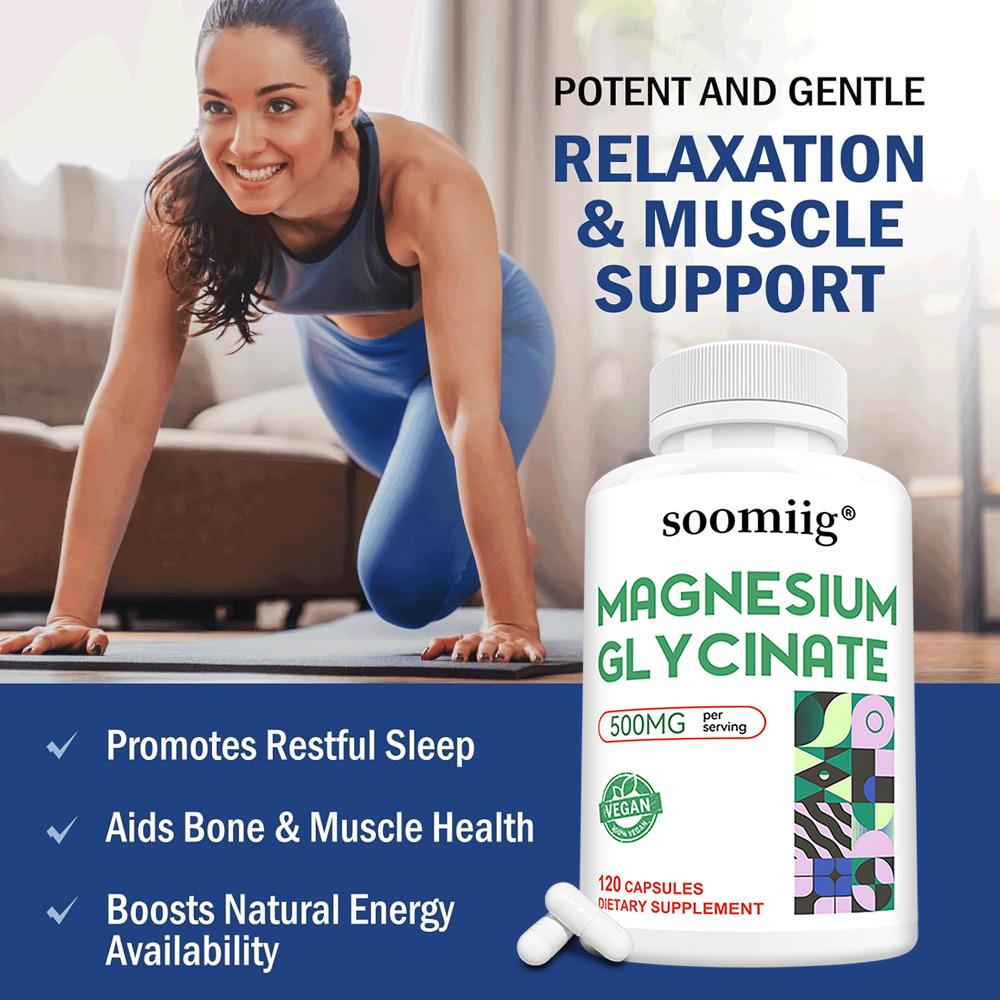 Magnesium Glycinate 500mg, 120 Capsules — Improves Mood, Boosts Immunity