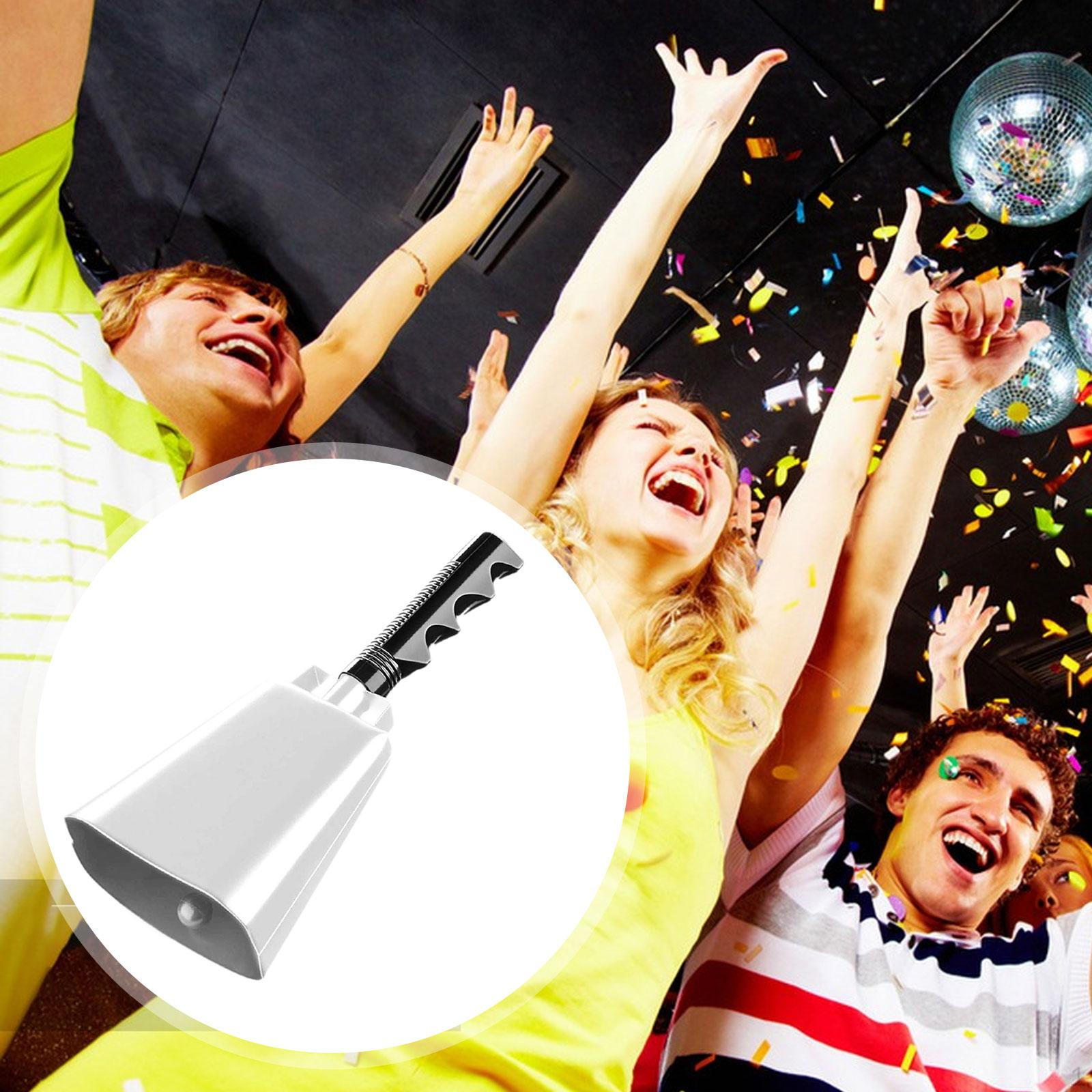 

Cheering Bell Cowbell With Handle Noise Maker Instrument Loud Hand for Sporting Events белый