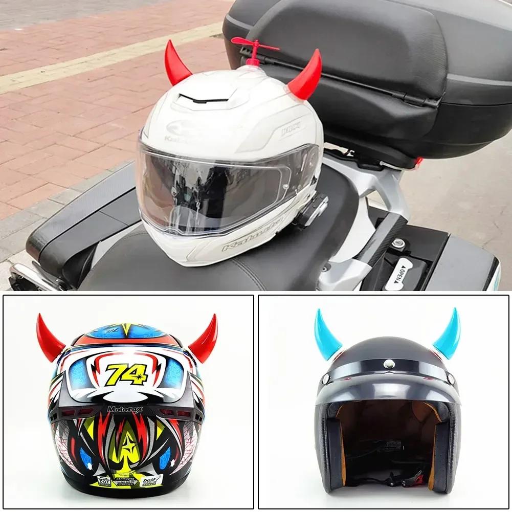 1PC Car Motorcycle Helmet Devil Horn with Light Cute Decoration Motocross Full Face Off Road Helmet Decoration Car Accessories