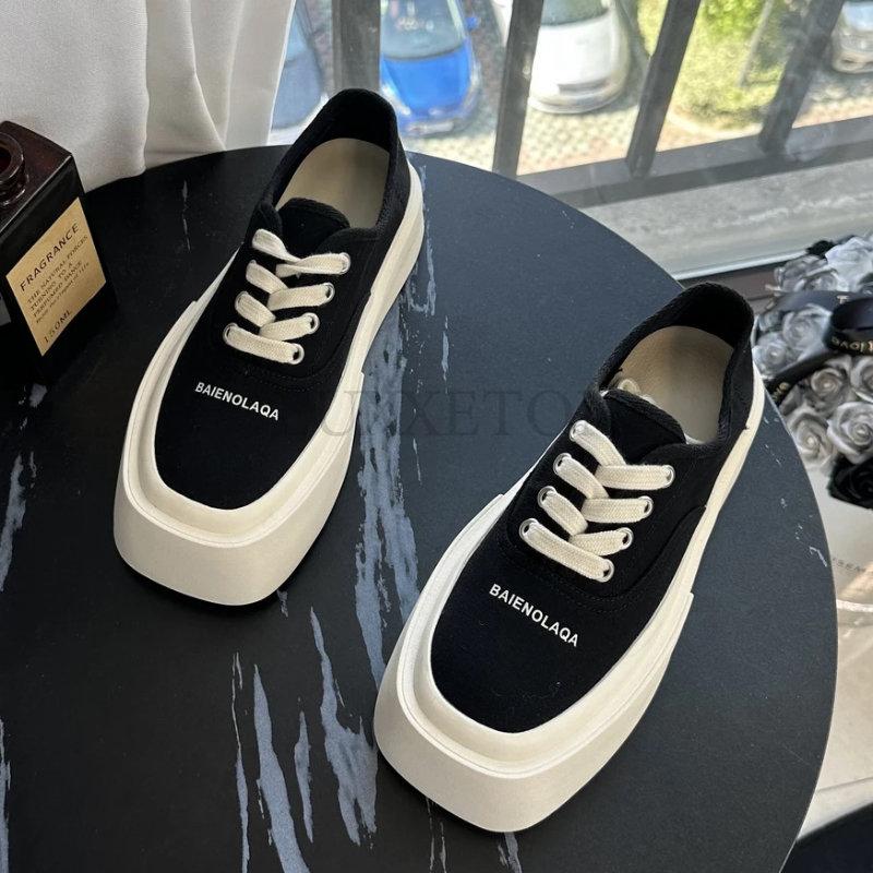 Mode Sneaker Ballerinas Canvas Sport Walking Damen Laufschuhe 2024 Sommer Neu Runde Zehen Loafers Schuhe Schnürschuhe Mujer Zapatillas