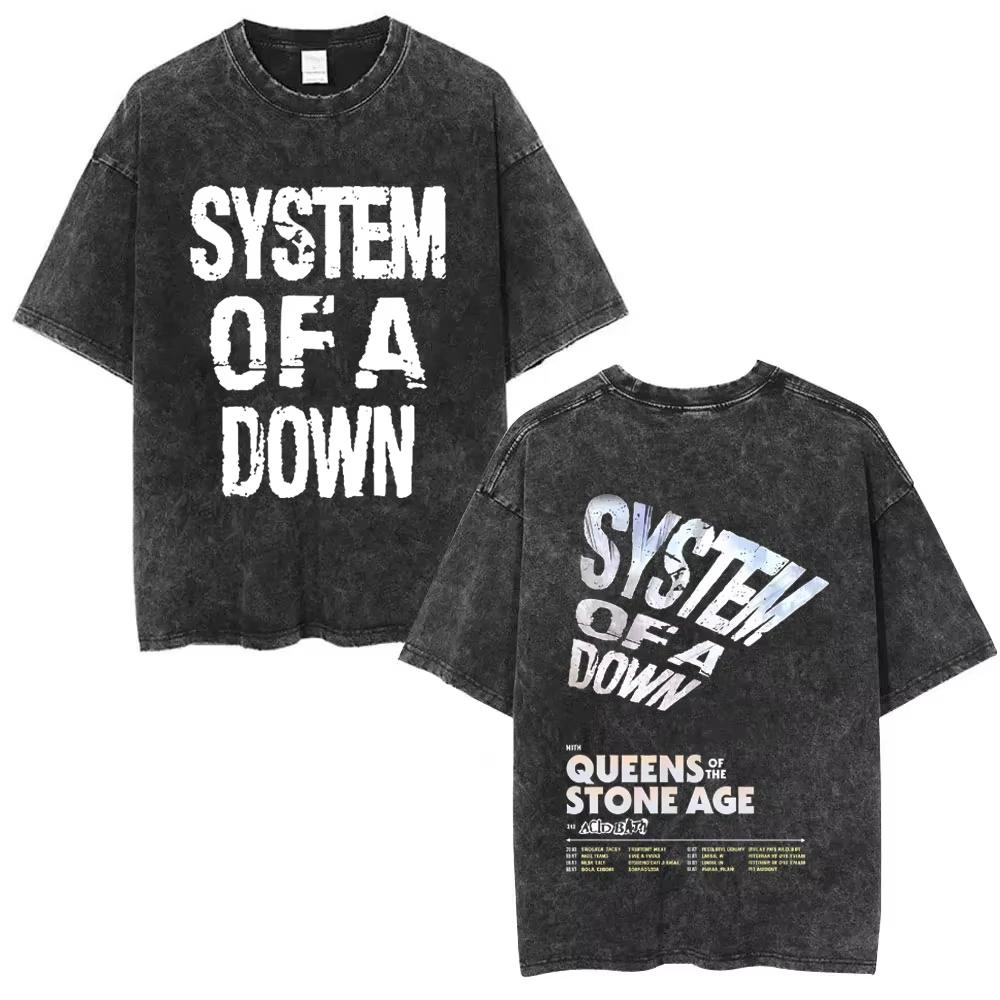 חולצת טי וינטג' מכובסת System of A Down Chop Suey לגברים ונשים רטרו רוק אוברסייז s מרצ' אלטרנטיבי מטאל חולצות טי