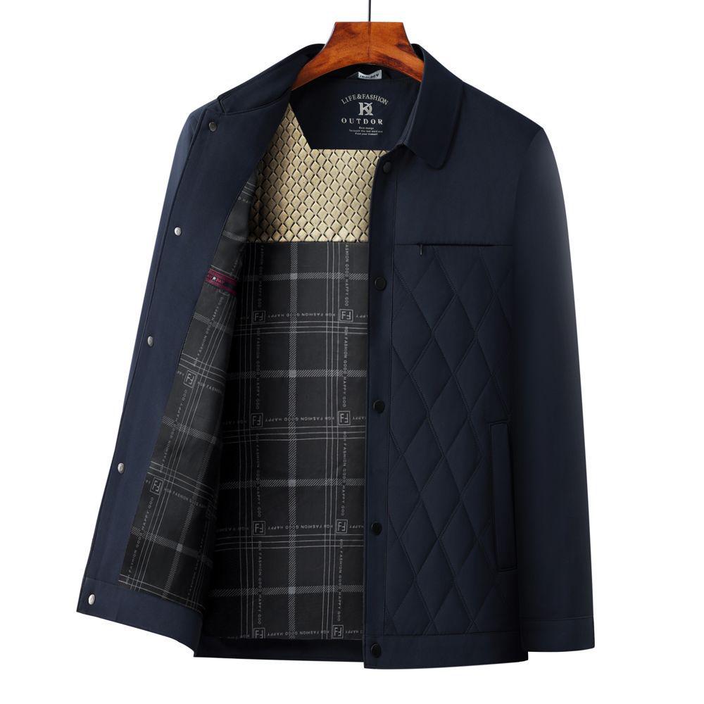 Men's Autumn/Winter Thickened Cotton-Padded Jacket for Middle-aged and Elderly, Dad's Lapel Jacket, Outerwear.