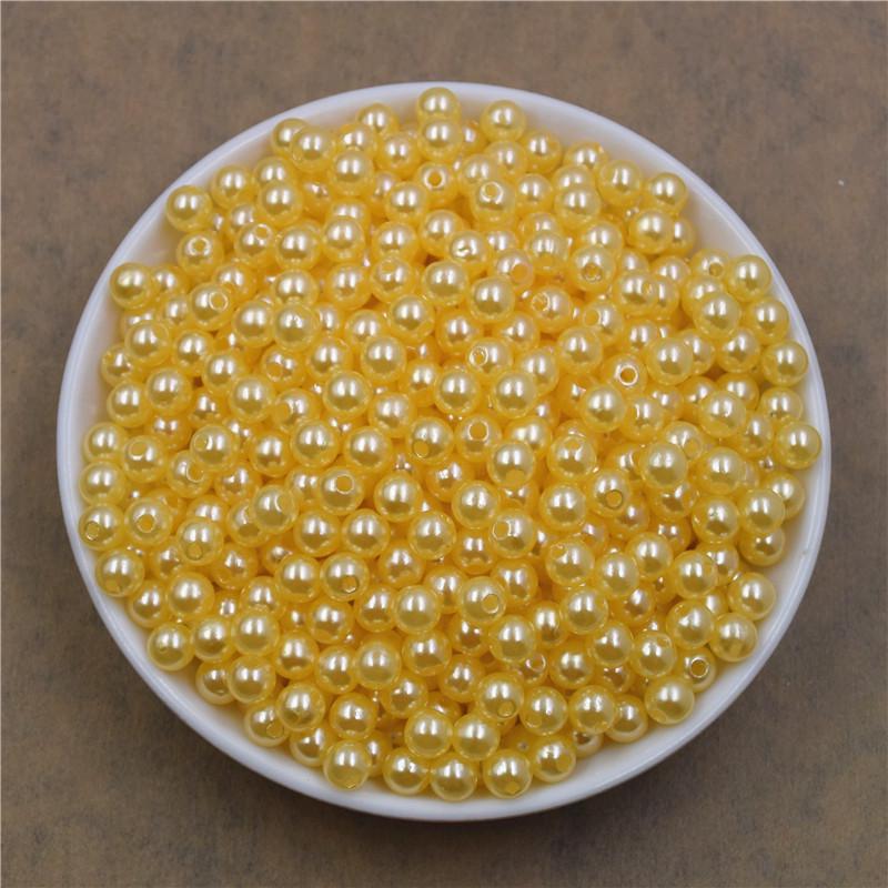 6Mm Straight Hole Round Abs Imitation Pearl Clothing Accessories Double Hole Environmentally Friendly Plastic Beads Fake Pearl