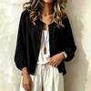 Damen Boho Baumwoll-Leinen-Bluse mit Spitzenbesatz für den Urlaub