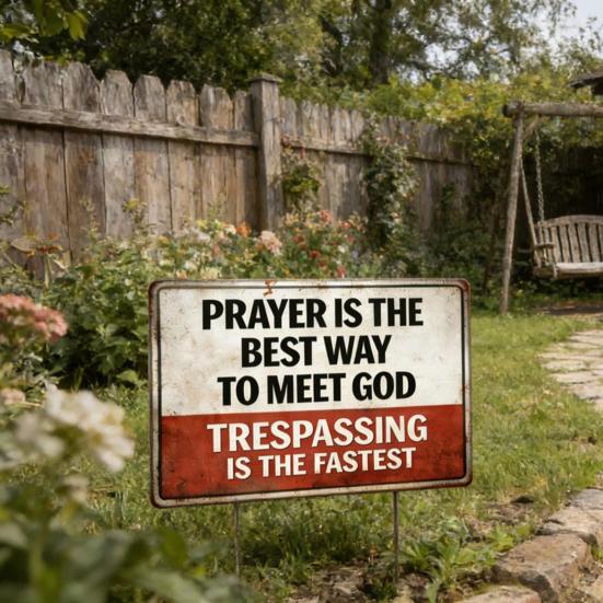 Prayer Is The Best Way To Meet God Sign Christian Religious Metal Plaque Rustic No Trespassing Warning Sign for Fence