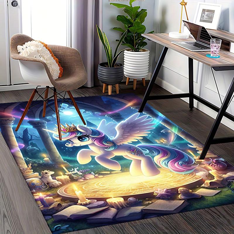 1pc My Little Pony Princess Celestia Office Chair Mat - Anime Cartoon Design, Non-Slip Carpet for Home Decor, Suitable for All Seasons.H026