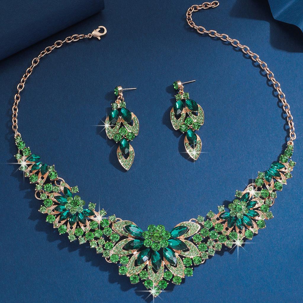 Ladies' Fashion Design Crown Necklace Earrings Jewelry Set Suitable for Wedding, Party, Festival Gifts