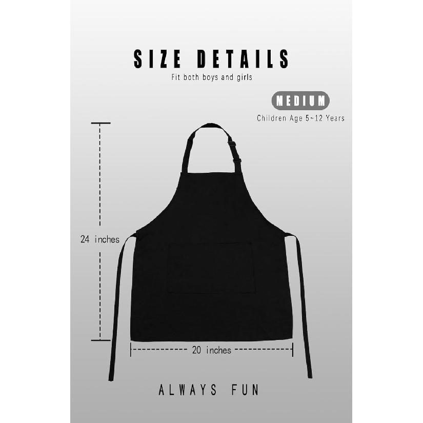 Kid Apron Adjustable Strap with 2 Pockets Painting Cooking Craft Backing Unisex Age 5-12