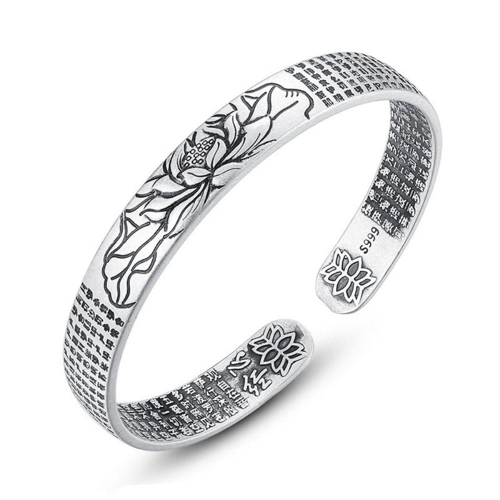 

Luxury Exquisite Buddhist Retro Leaf Women Bangle Fashion Jewelry Lotus Korean Style Bracelet B