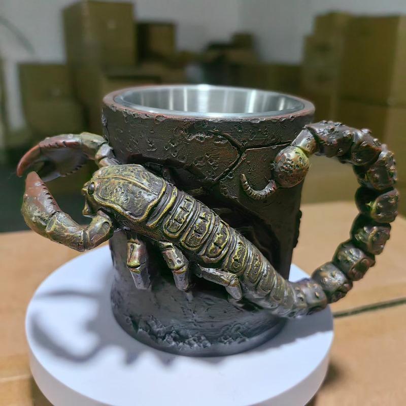 

Crab Cup Embossed Chinese Metal Drinkware Fun Coffee Mugs Tea Cup Table Decor for Hot Cold Tea Milk Water Juice Beverage Desk Default