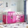 VidaXL Bunk Bed with Pink Curtains 80x200 Cm Solid Pine Wood, Bed, Bed Frame, Low Bunk Bed, Bedroom Furniture At 3283903