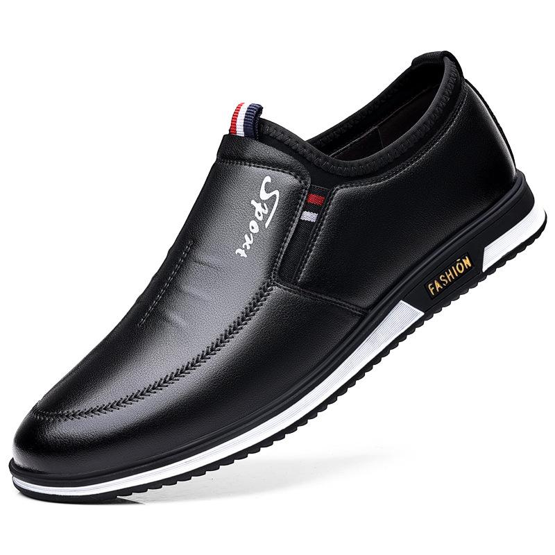 New Men Genuine Leather Casual Shoes Fashion Flat Leisure Shoes Comfortable Slip-on Loafers