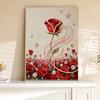 Plastic Pearl Painting Craft Set Faux Pearls Pre-Printed Canvas Set Rose Designs DIY Pearl Painting Kit for Wall Decor Gift Idea