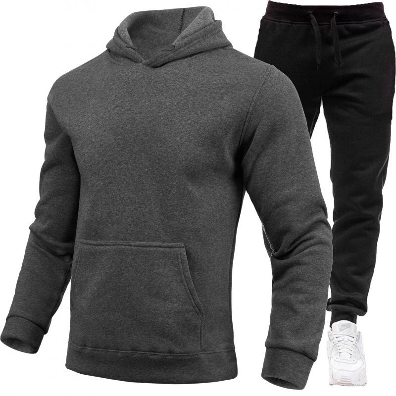 Men's Fashion Fleece Hoodie Sports Set