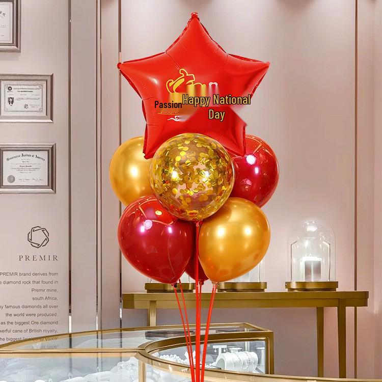 Five-Star Red Heart Balloons for National Day & Mid-Autumn Festival Décor