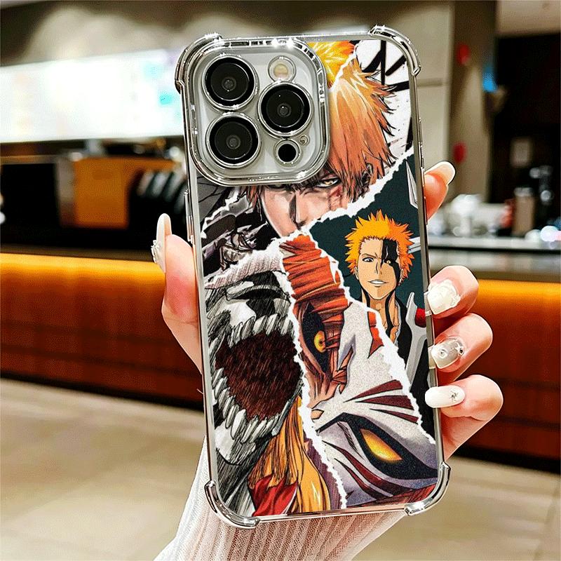 Bleach Anime Ichigo Kenpachi Plating Phone Case For Iphone 16 17 Pro Max Air 16E 14 15 Plus 12 13 Mini Anti-Fall Airabag Cover