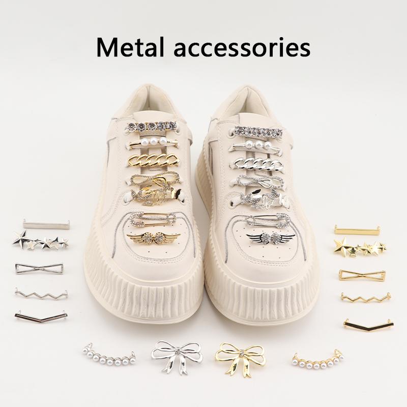 Fashion Metal Shoe Charms Luxury Diamond Pearl Sneaker Charms Gold Silver Shoe decoration DIY Shoelaces Buckles Shoes Accesories