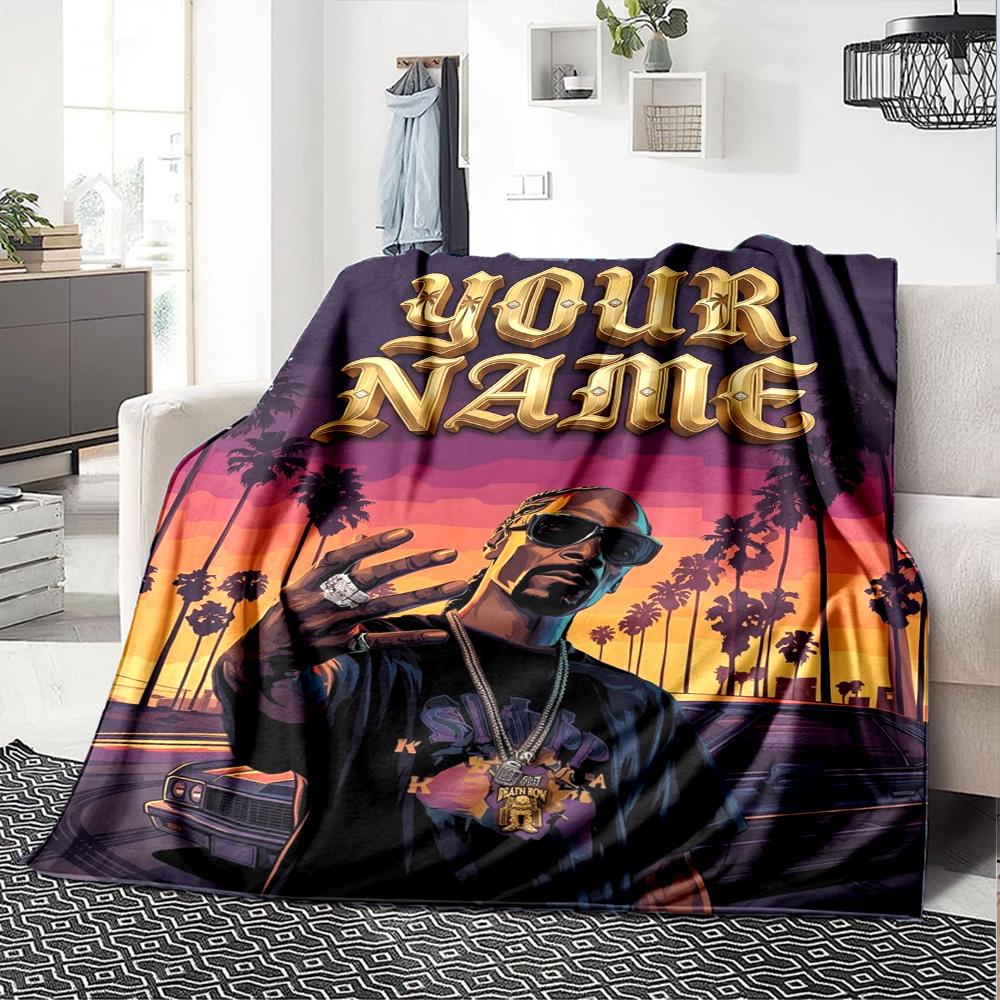 Name Custom Snoop Dogg Print Flannel Blanket High Quality Warm Comfortable Cover for All Seasons Perfect for Gifts Home Decor