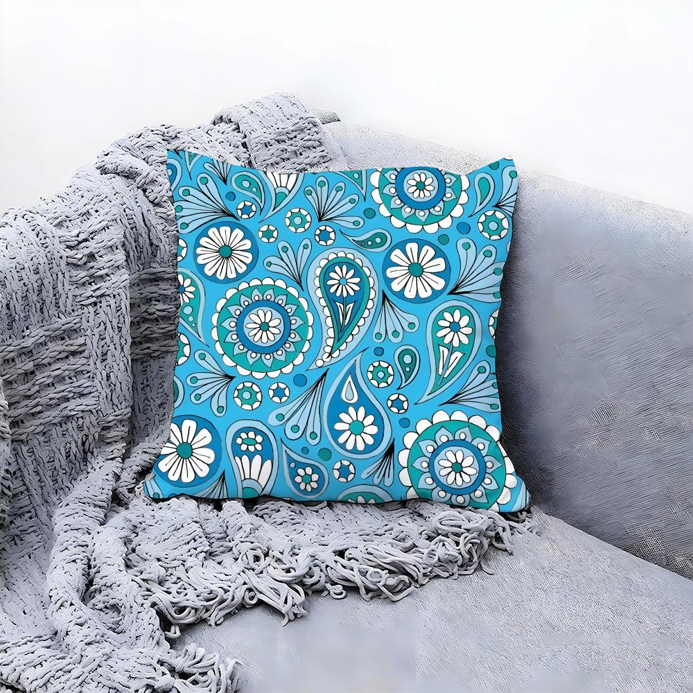 Classic Paisley Pattern Print Cushion Cover Premium Comfort Reversible Pillow Cove In One Design for Any Room Car Interior