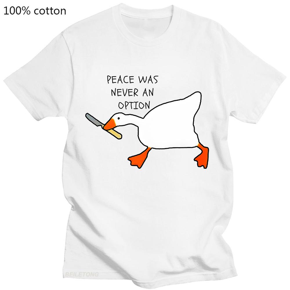 

Футболка Untitled Goose Games Peace Was Never An Option из 100% хлопка с коротким рукавом, летние забавные повседневные рубашки с графикой S белый