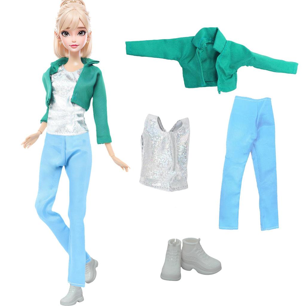 11.5'' Girl Doll Clothes with Shoes Mixed Style Winter Coat Blouse Pants Dress 11.8'' 30cm Doll Boots Accesories Toy