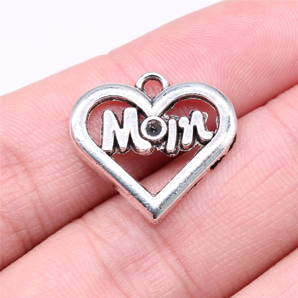20pcs Mom Series Charms For DIY Jewelry Making Lovely Family Heart Love Mom Charms For Mother's Day Gift