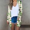 Women's Fashion Casual Christmas Printed Mid-Length Cardigan Long Sleeve Jacket