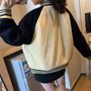 Women's Retro Baseball Jacket, Korean Style, Loose Fit, Long Sleeve, Autumn/Winter 2025.