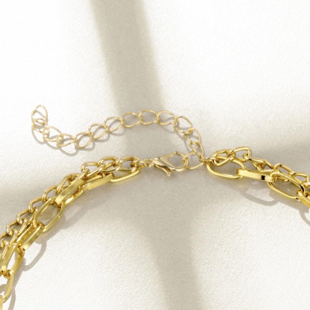 Elegant Double Layer Chain Necklace For Women With Unique Geometric Design In Alloy