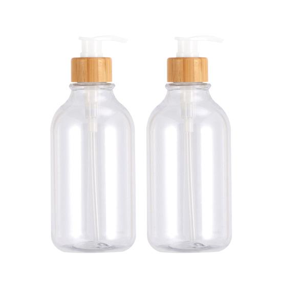 

2 шт. 16 унций прозрачный дозатор для мыла набор с бамбуковым насосом устойчив к ржавчине герметичен