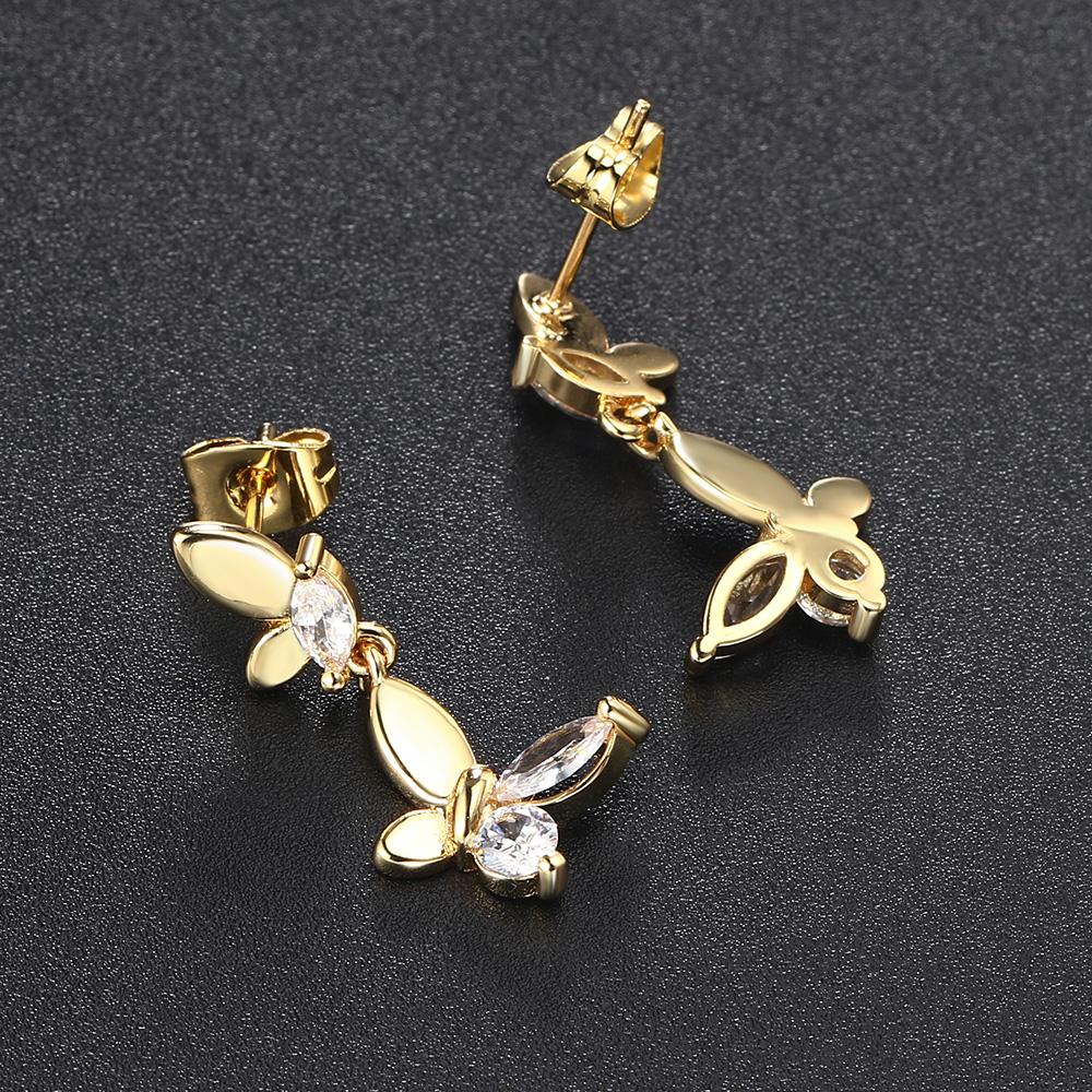 Aesthetic Korean Fashion Butterfly Earrings Women Gold Color Drop Ear Rings Zircon Jewelry Lobe Accessories Wholesale Gifts E425