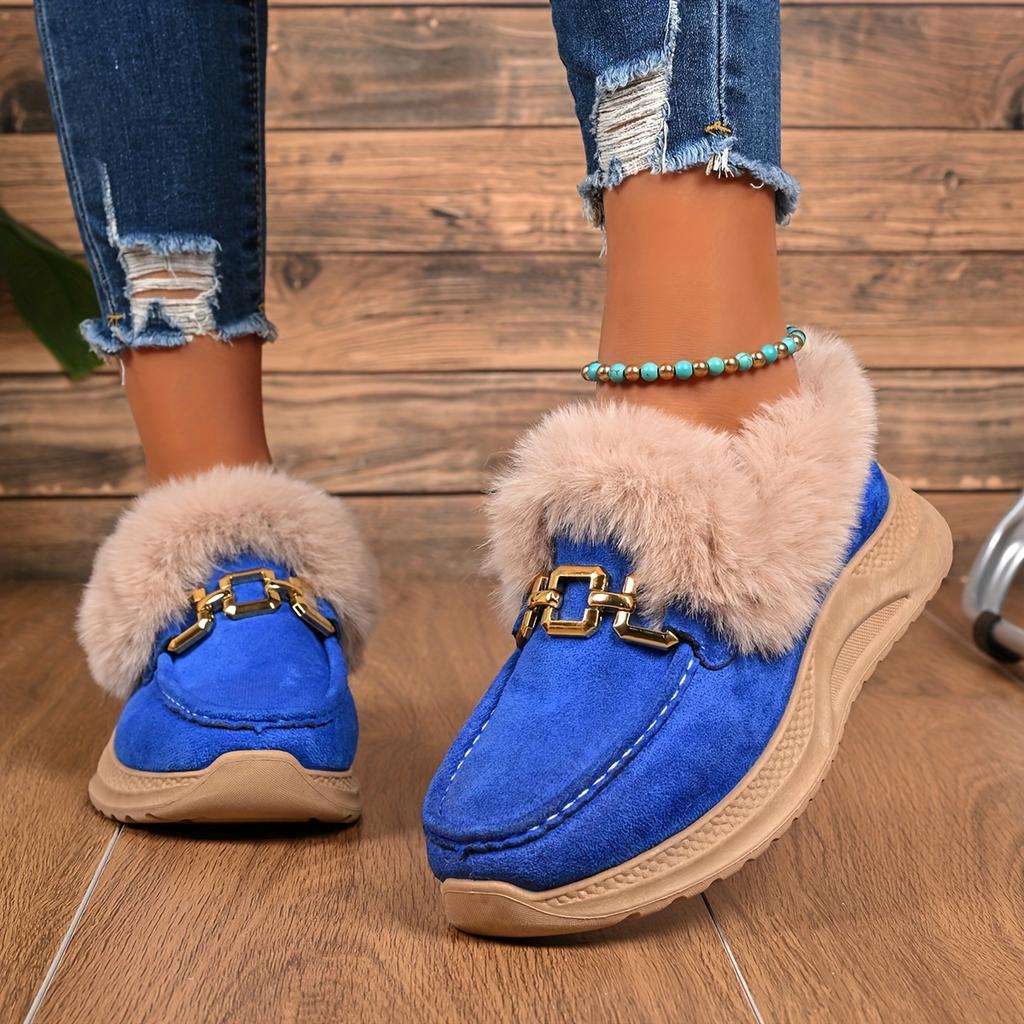 Women's Winter New Versatile Snow Boots, Fashionable Plus Size Thick Sole Height Increasing Slip-On Lazy Shoes
