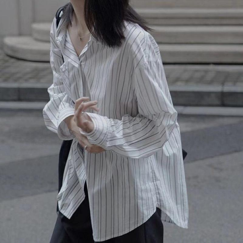 

HAVERIC Стильная черно-белая полосатая блузка свободного кроя S