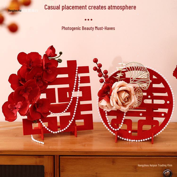 3D "Double Happiness" Wedding Figurine Set - Perfect for Living Room Décor and Wedding Celebrations