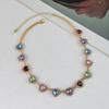 Simple Full Diamond Love Necklace, Versatile Temperament Colorful Geometric Diamond-encrusted Necklace for Women