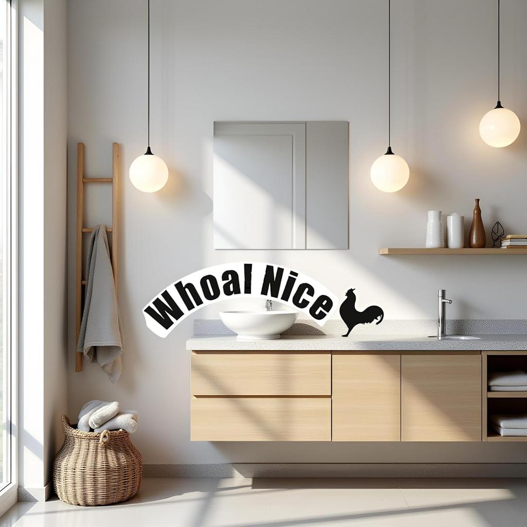 Whoa Nice Toilet Sticker Decal, Funny Cock Toilets Stickers, Waterproof Vinyl Wall Art Sign Decor, Removable Self-Adhesive Toilets Seat Quote Murals