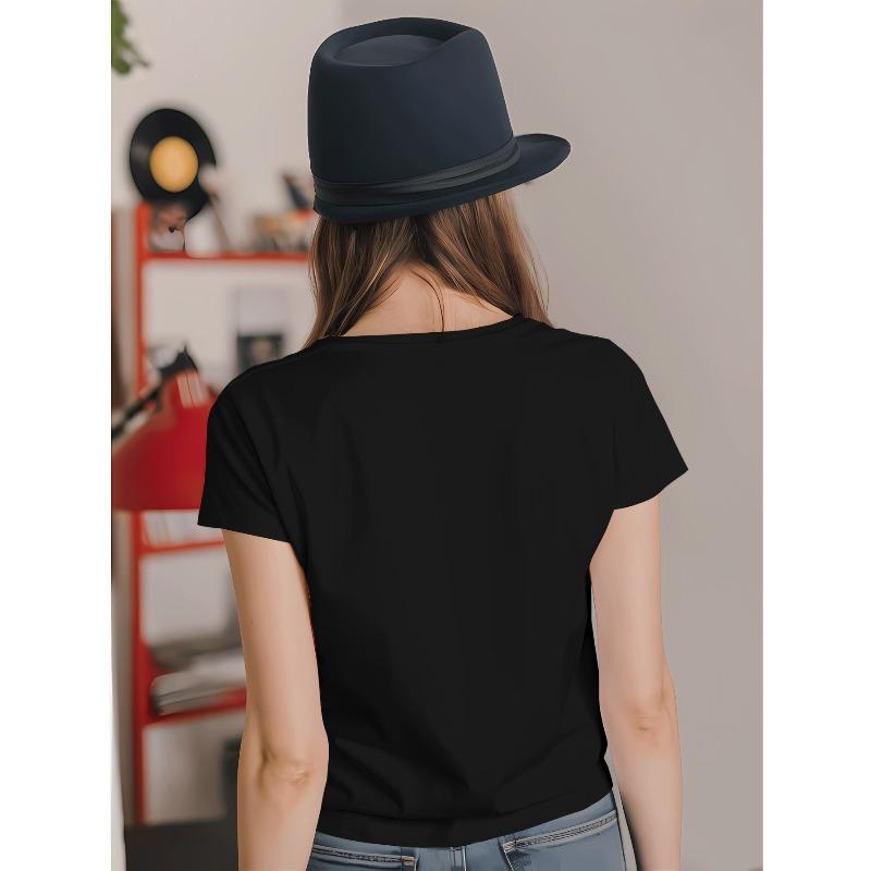 Casual Round-Neck T-Shirt for Women Featuring a Trendy Print, Perfect for Spring And Summer Wear